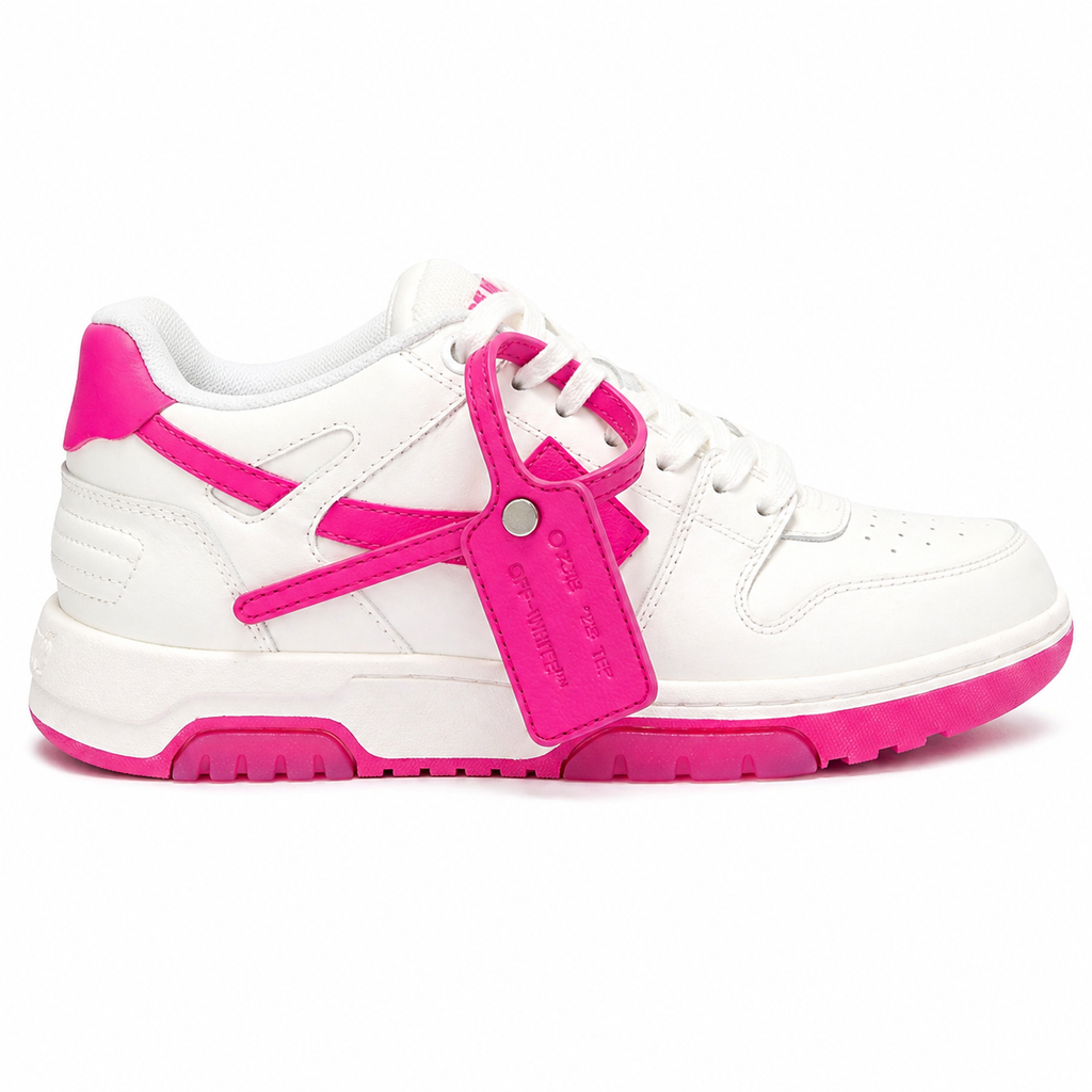 Out of Office Calf Leather Low - White | Fucshia