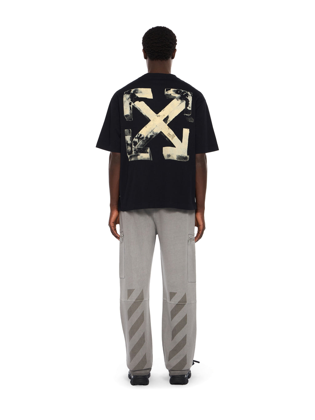 Cloudy Arrow Skate Logo T-Shirt - BLACK - DOUBLE CREAM