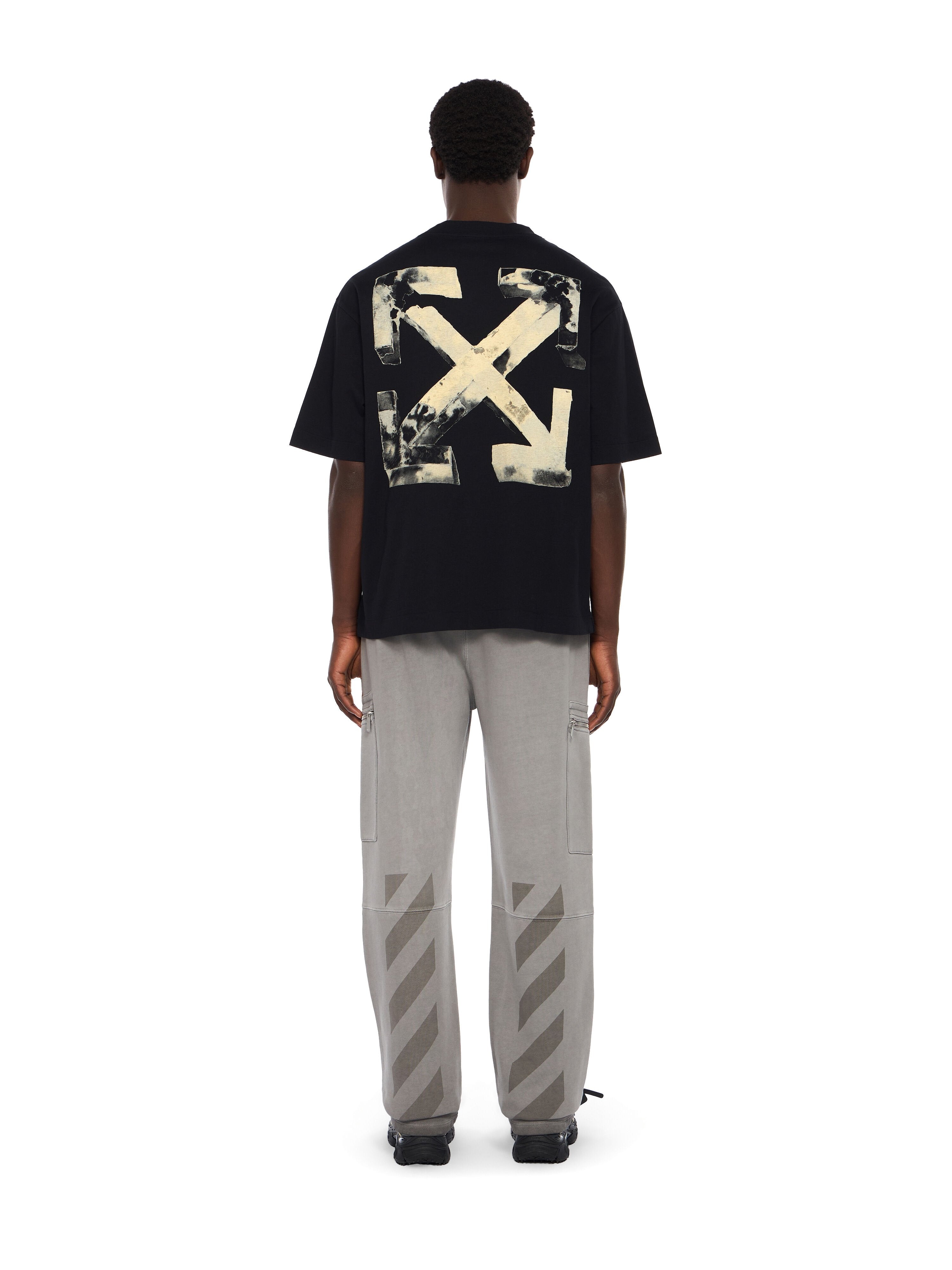 Cloudy Arrow Skate Logo T-Shirt - BLACK - DOUBLE CREAM