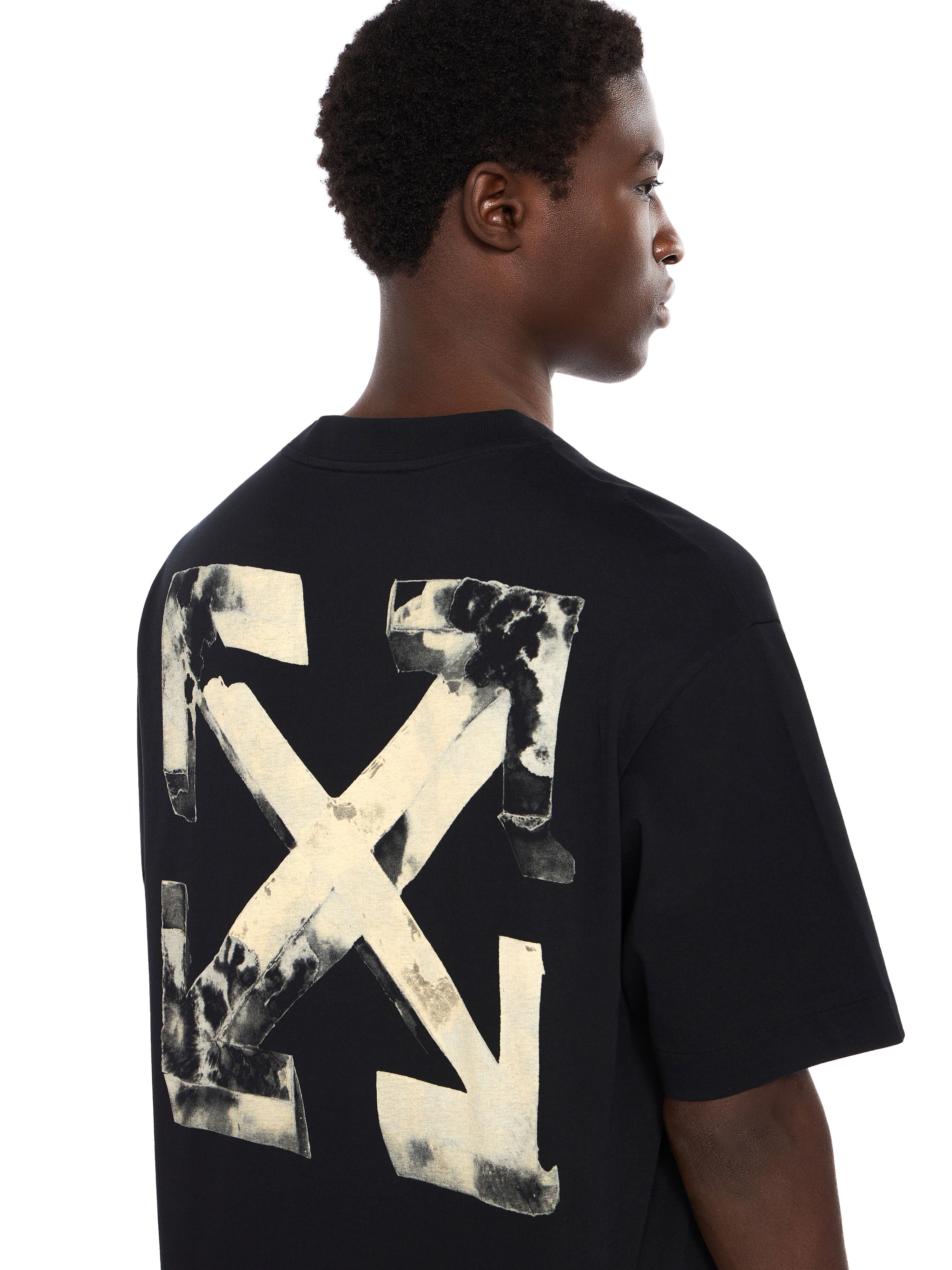 Cloudy Arrow Skate Logo T-Shirt - BLACK - DOUBLE CREAM