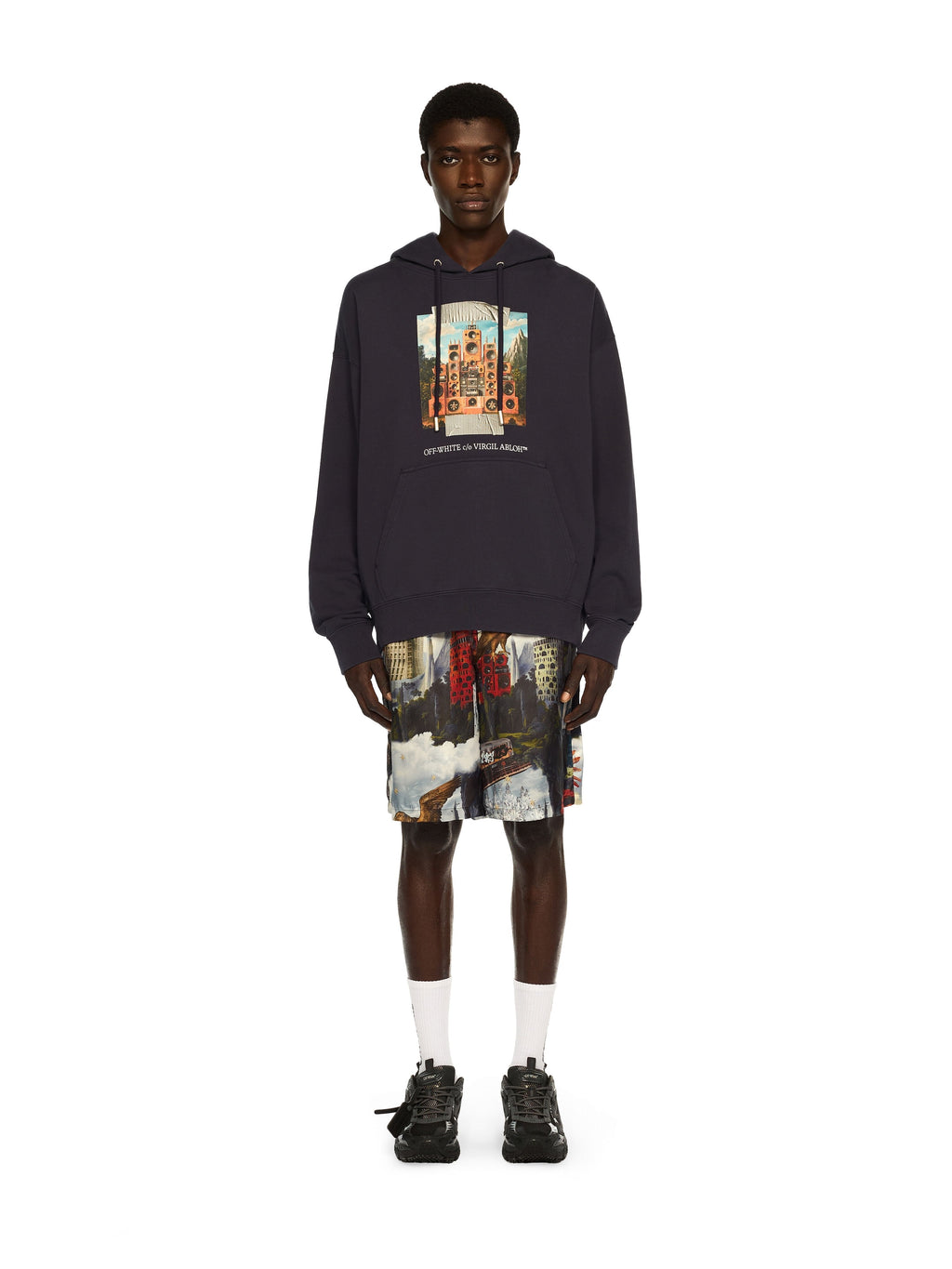 Train Off Skate Hoodie - DARK SAPPHIRE - WHITE