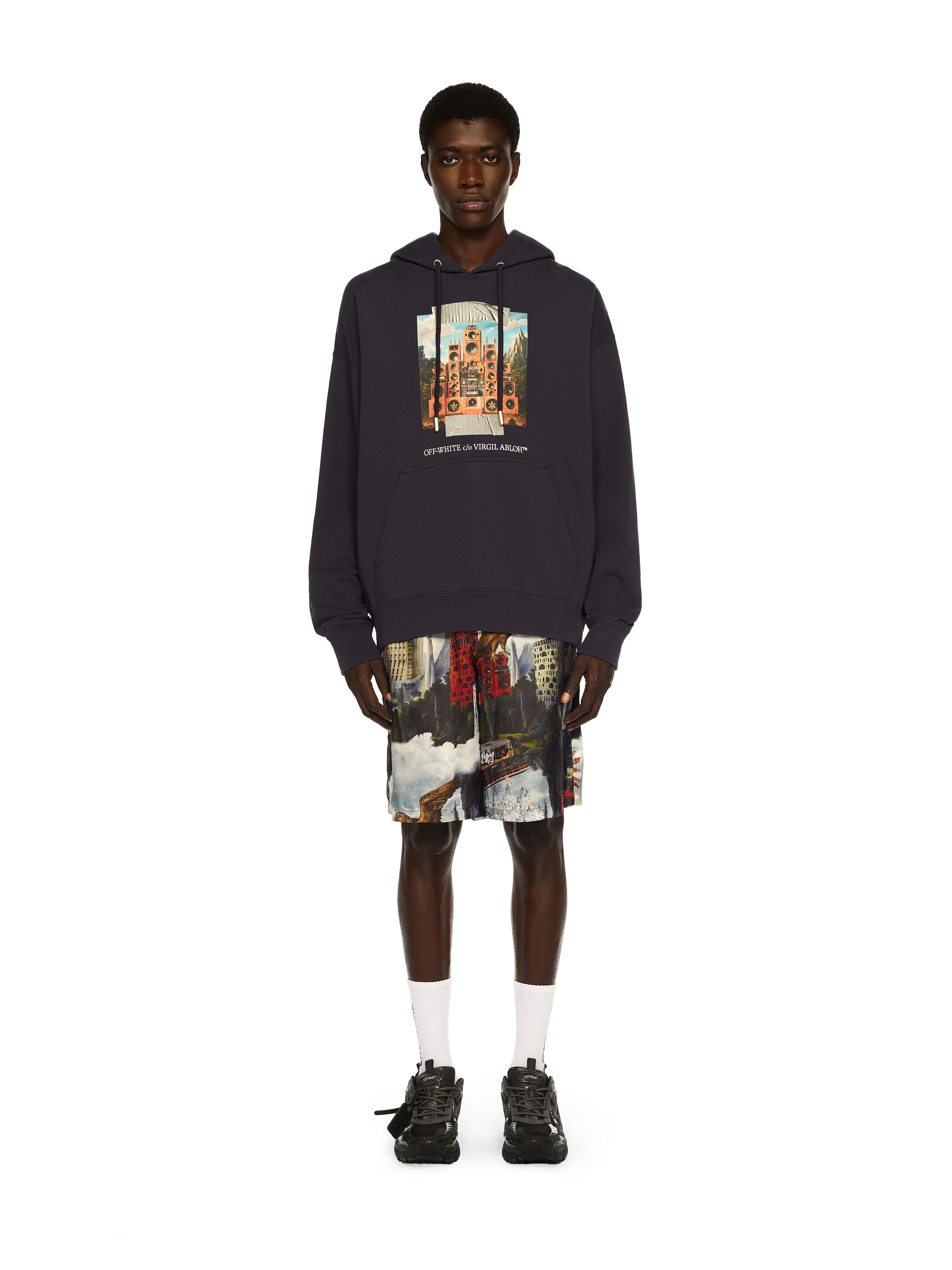 Train Off Skate Hoodie - DARK SAPPHIRE - WHITE