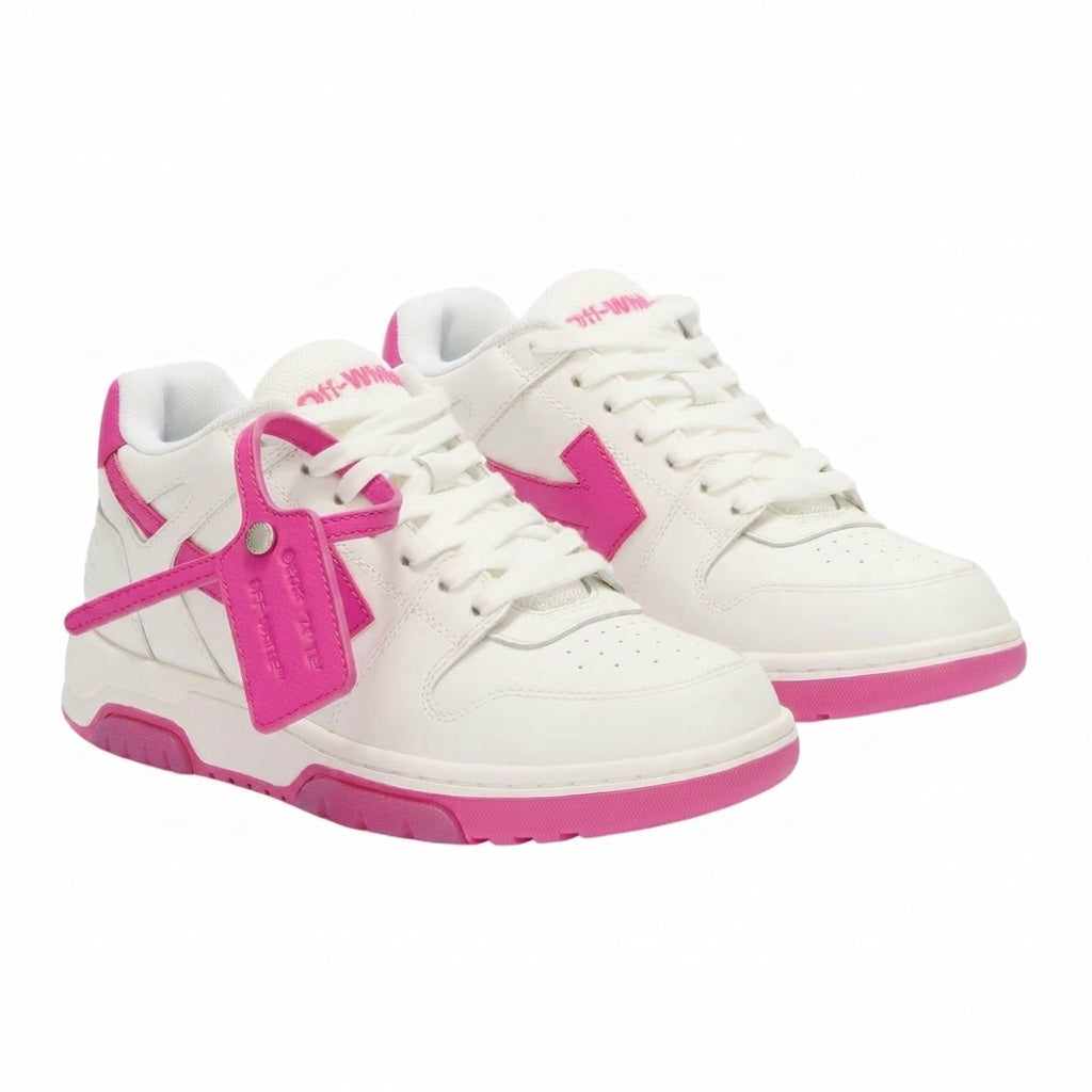 Out of Office Calf Leather Low - White | Fucshia