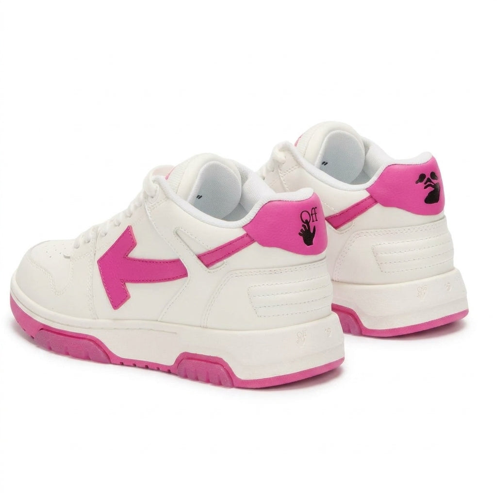 Out of Office Calf Leather Low - White | Fucshia